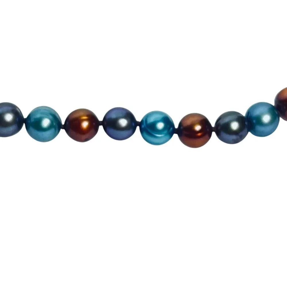Honora Brown, Teal And Silver Baroque Pearl Necklace (6042) - Picture 5 of 7